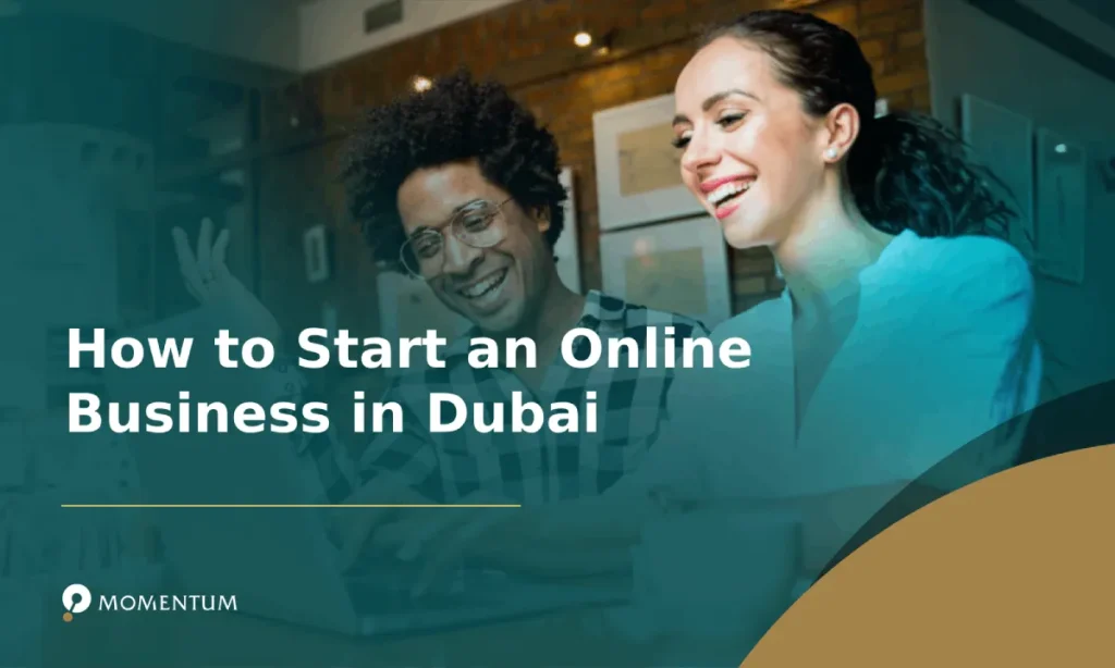 Entrepreneur starting an online business in Dubai on a laptop